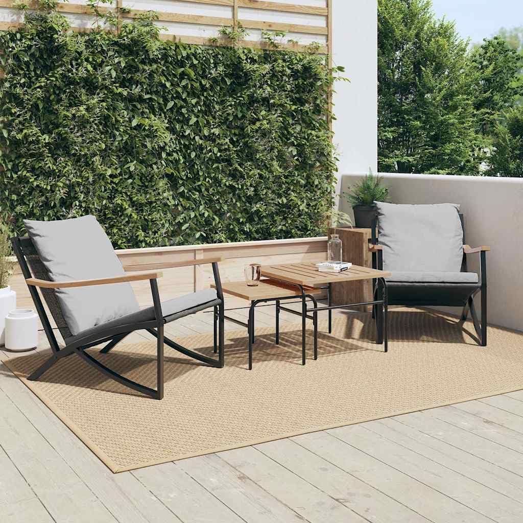 Patio Set 4 Piece Balcony Furniture Set with Cushions Black Steel