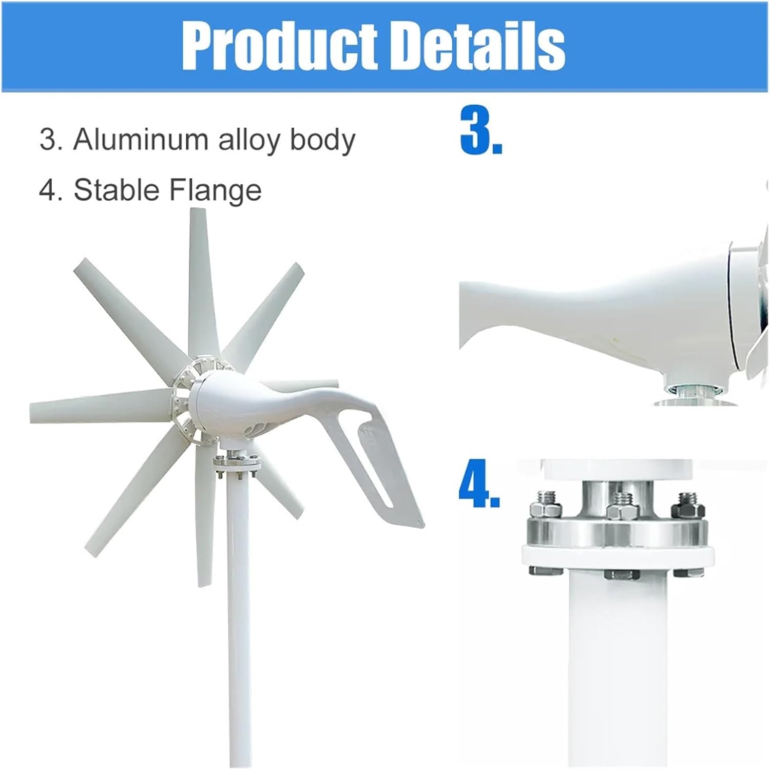 High Efficiency 2000W Horizontal Axis Wind Turbine Windmill 12V 24V 48V Free Energy Permanent Magnet Generator Home Appliance Low Starting Speed for Home(with Hybrid Charger,24V)