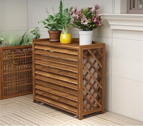 Wooden Air Conditioner Cover, Solid Wood Air Conditioner Flower Rack, Decorative Air Conditioner Fence, Garden Balcony Air Conditioning Privacy Screen,Living Room