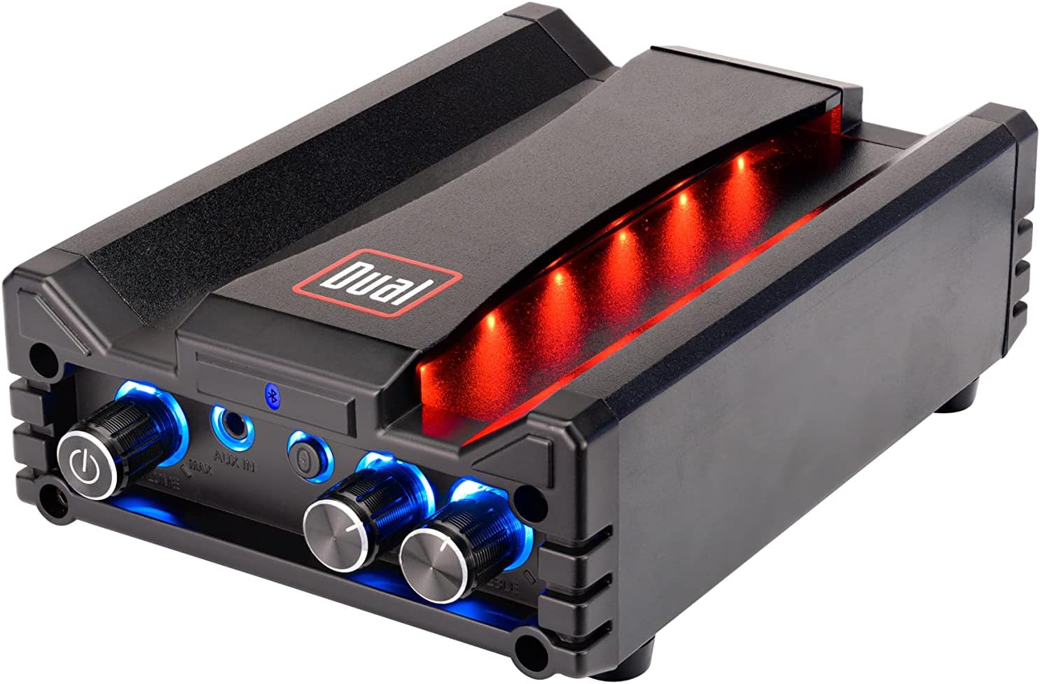 Dual Electronics DBTMA100 Black Micro 2 Channel Class-D Amplifier | 3.5 mm AUX Input | Stereo RCA Outputs | 100 Watts Peak Power | Up to 100ft of Wireless Bluetooth Range
