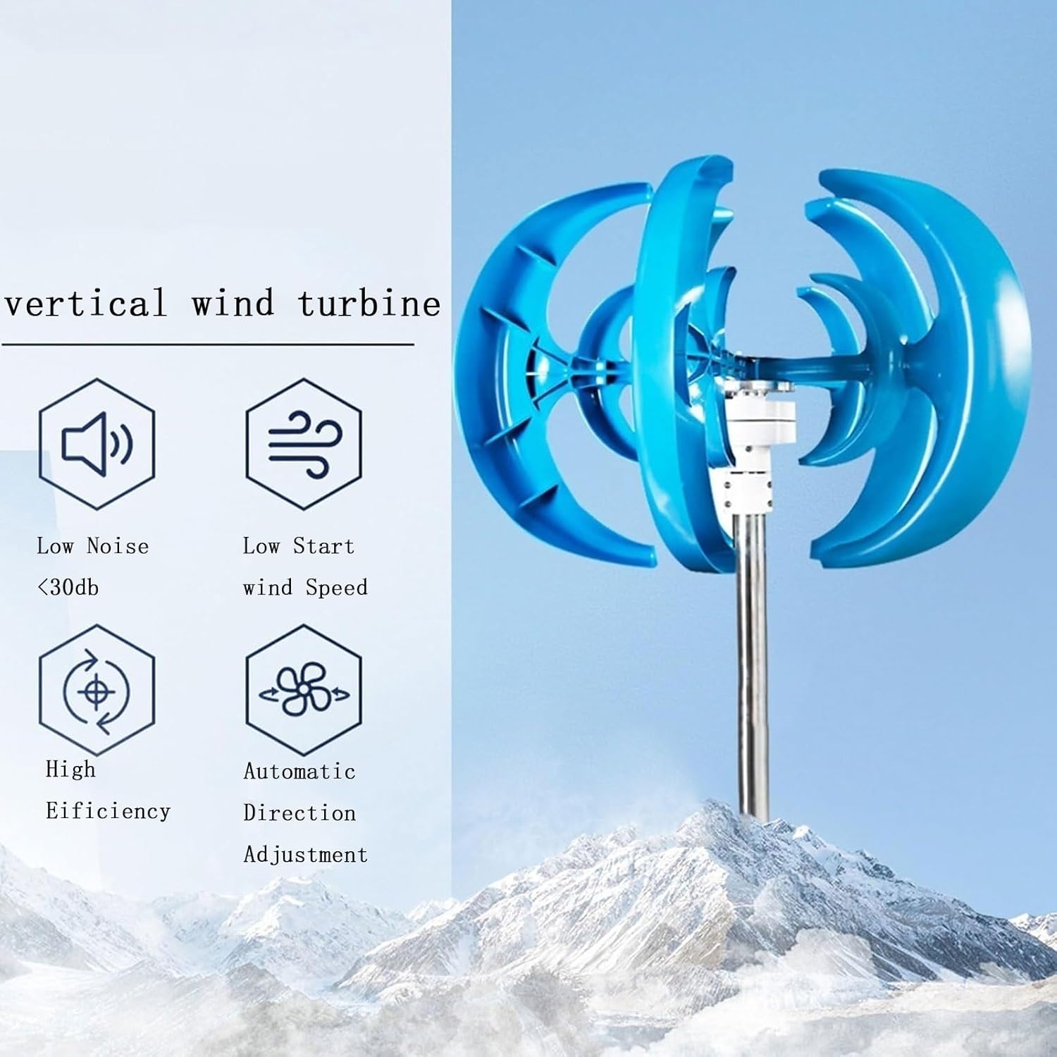 3000W 12V/24V/48V Wind Turbine ， with MPPT Controller High-Efficiency Vertical Wind Generator，Three-Phase AC Permanent Magnet Synchronous (12, Volts)