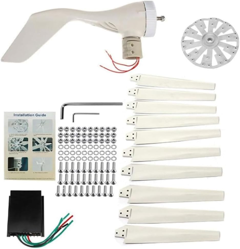 16000W Wind Turbine Generator Kit 10-Blades Vertical Axis Wind Generators 12V 24V 48V 220V for Boat,Street Lighting