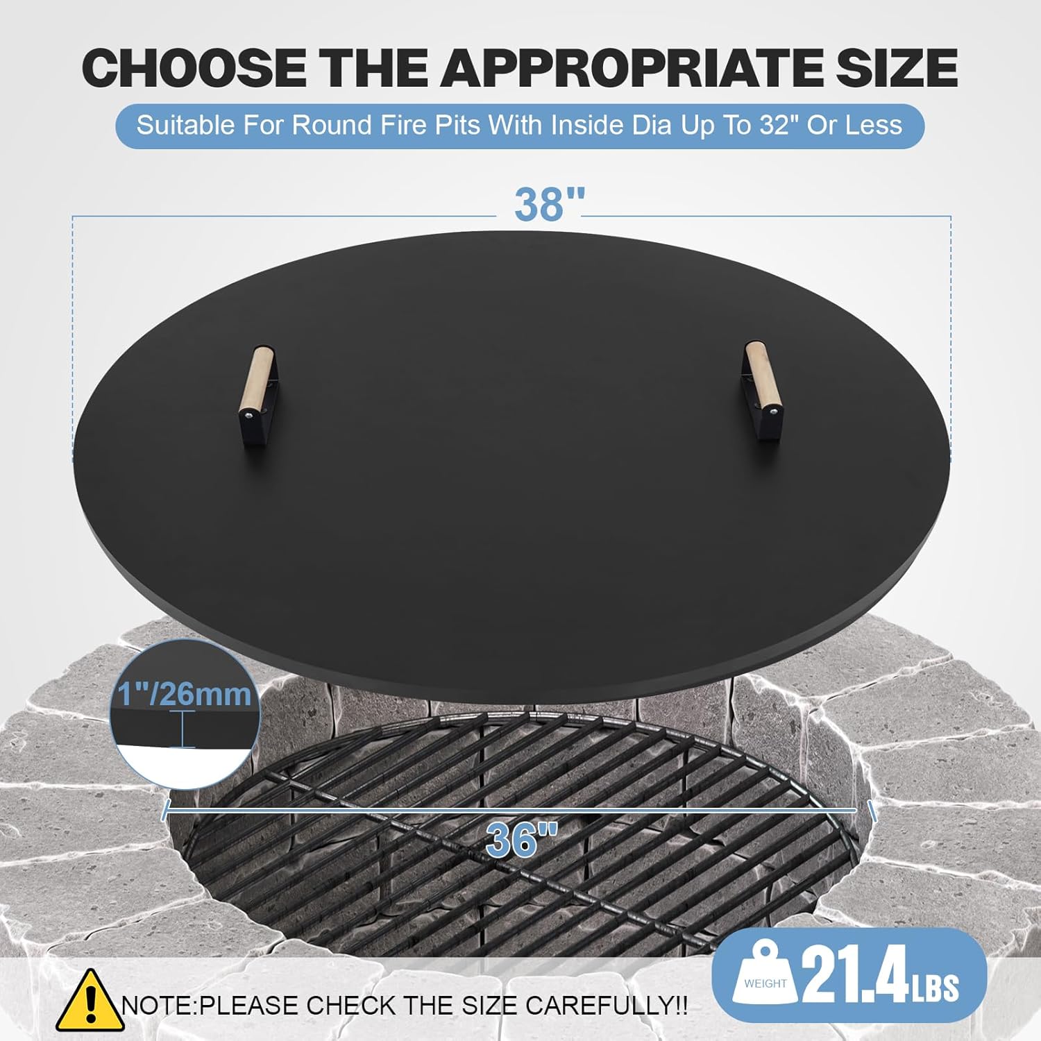 Smokeless Fire Pit Outdoor- 20 Inch Low Smoke Metal Fire Pits & Fireplaces for Outside with Carry Bag, Fire Pit Lid Cover Round - 38