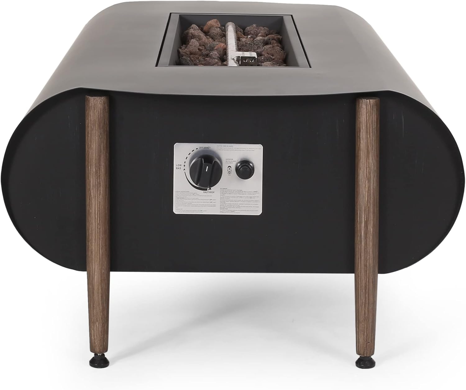 Merax Vernon Rectangle Fire Pit - 50,000BTU,Dark Gray