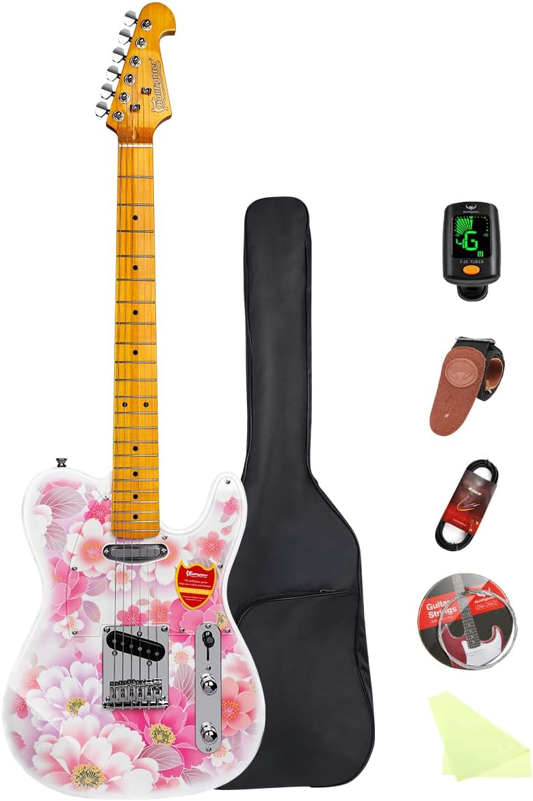 Electric Guitar Beginner Kit TL Series, Full-Size Paulownia Wood Body, C-Shape Neck, Guitarra Electrica, Accessories Pack Guitar Bag (Penoy)