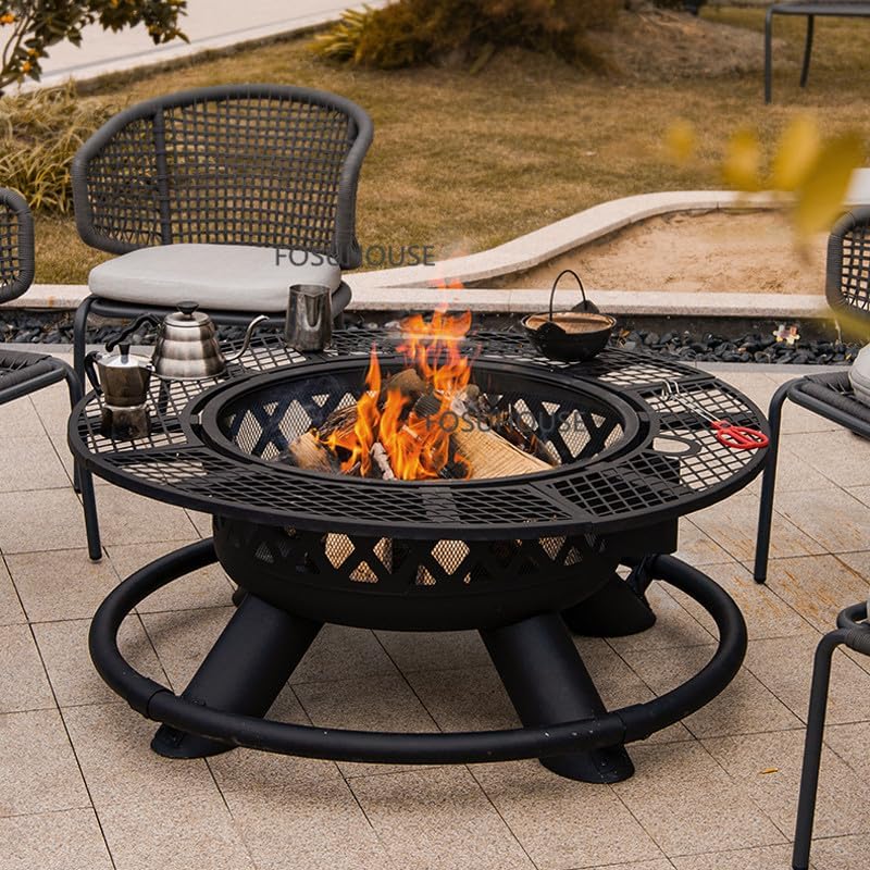 Outdoor Fireplaces Iron Frame Fire Pits for Courtyard Outdoor Heaters Bonfire Oven Home Terrace Bake Stove Garden Supplies Fire Pits