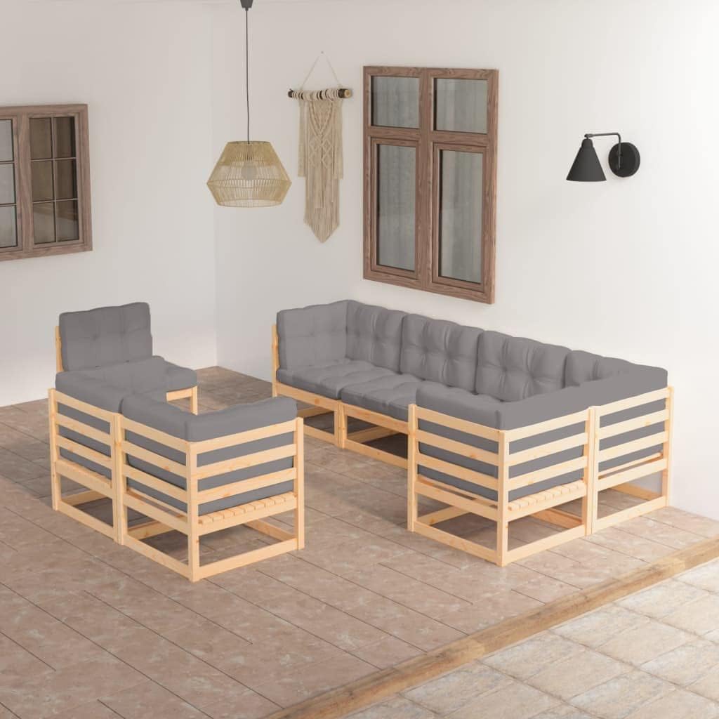 8 Piece Patio Lounge Set with Cushions Solid Wood Pine,Ultimate Patio Lounge Set: Customizable Comfort and Style for Any Outdoor Space Patio Furniture Sets, Outdoor Furniture Sets