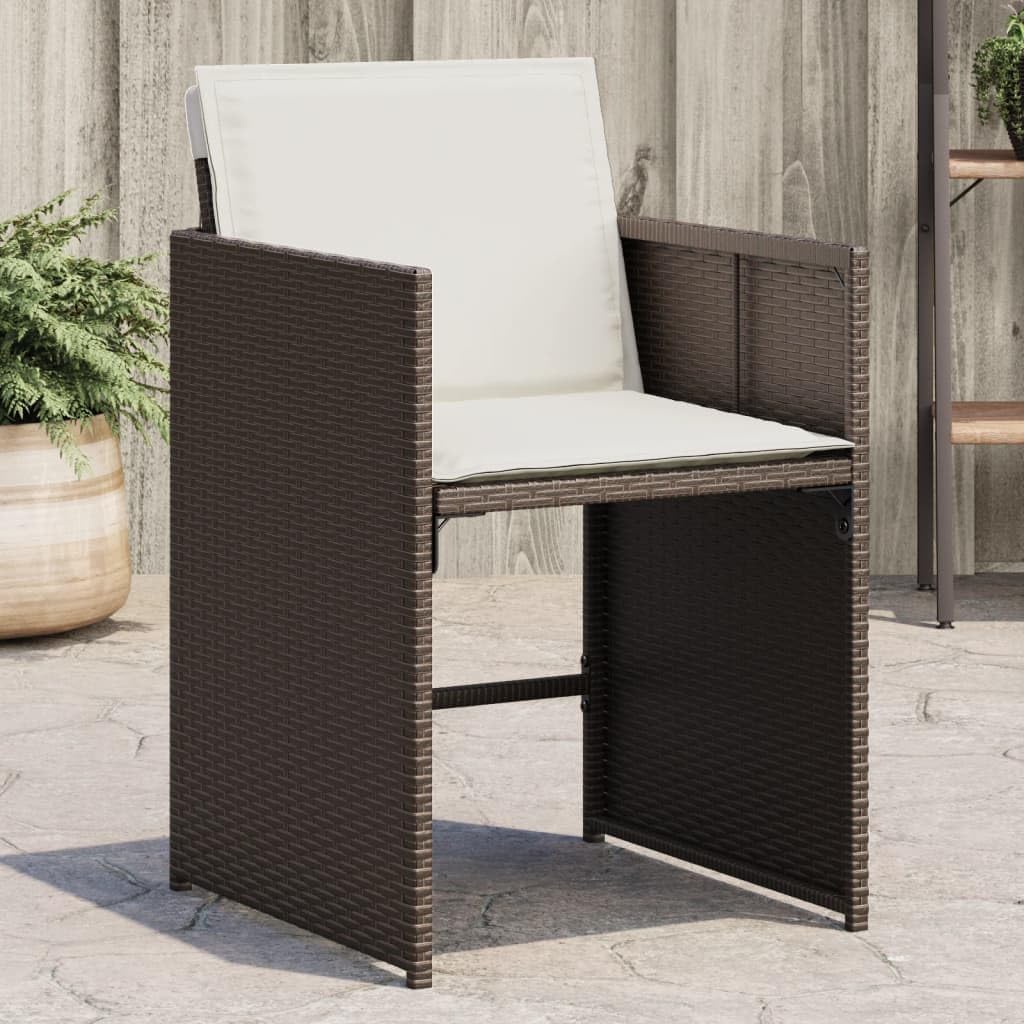 Patio Chair Patio Chairs with Cushions 4 pcs Brown Poly Rattan