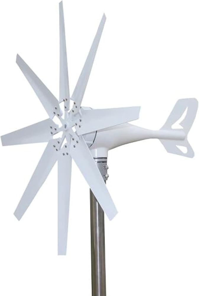 4200W 8 Blades Horizontal Wind Turbine Generator Kit, 12V 24V 48V AC Wind Power Generator Suitable for Outdoor Street Lights with Controller (White)