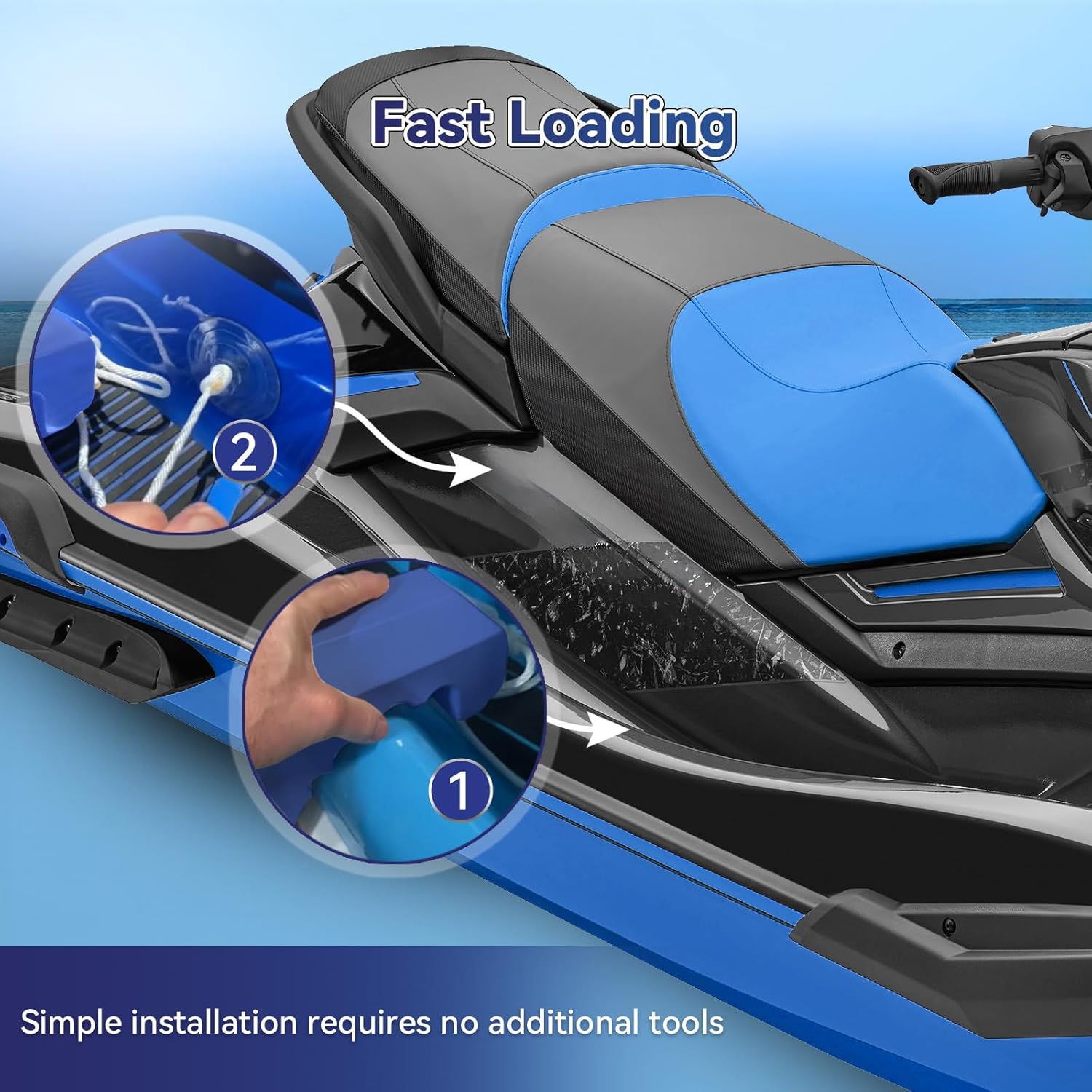 Jet Ski Bumpers for Docking, PWC Fenders Fit Yamaha Jet Skis, PWC Bumpers Waverunner Accessories with Quick Attachment, 2 Pack, Blue