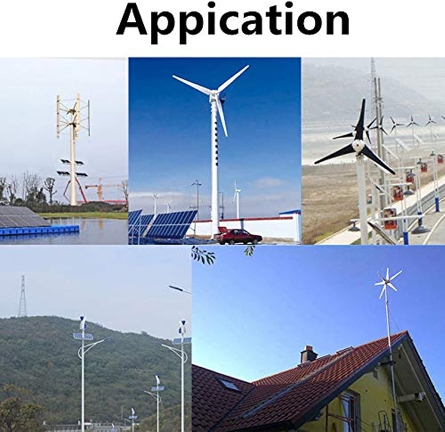 3000W Horizontal Wind Turbine Generator Kit 6 Blades 12V 24V 48V with Charge Controller Wind Turbine Power Generator Suitable for Patio Outdoor (220V)