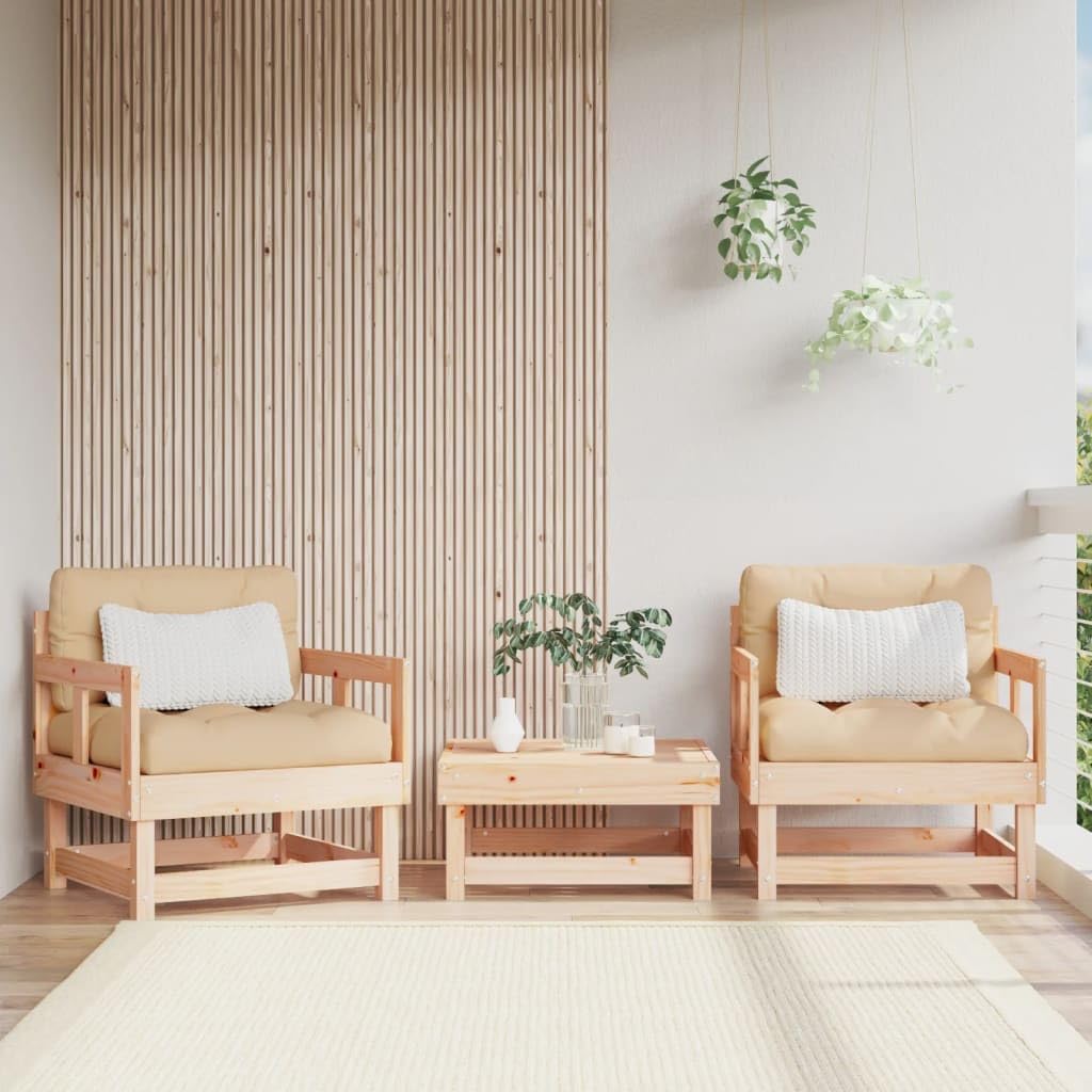 Patio Chairs with Cushions 2 pcs Solid Wood Pine,Cozy Wooden Garden Chairs with, Design and Soft Cushions for Outdoor Relaxation Patio Furniture Sets, Conversation Sets