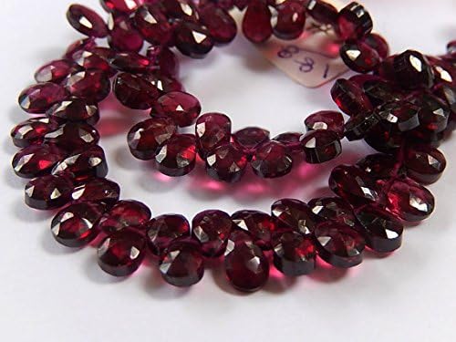 rhodalite garnet gemstone bead. faceted raspberry red pear briolette, semi precious gemstone. 6mm 15pcs
