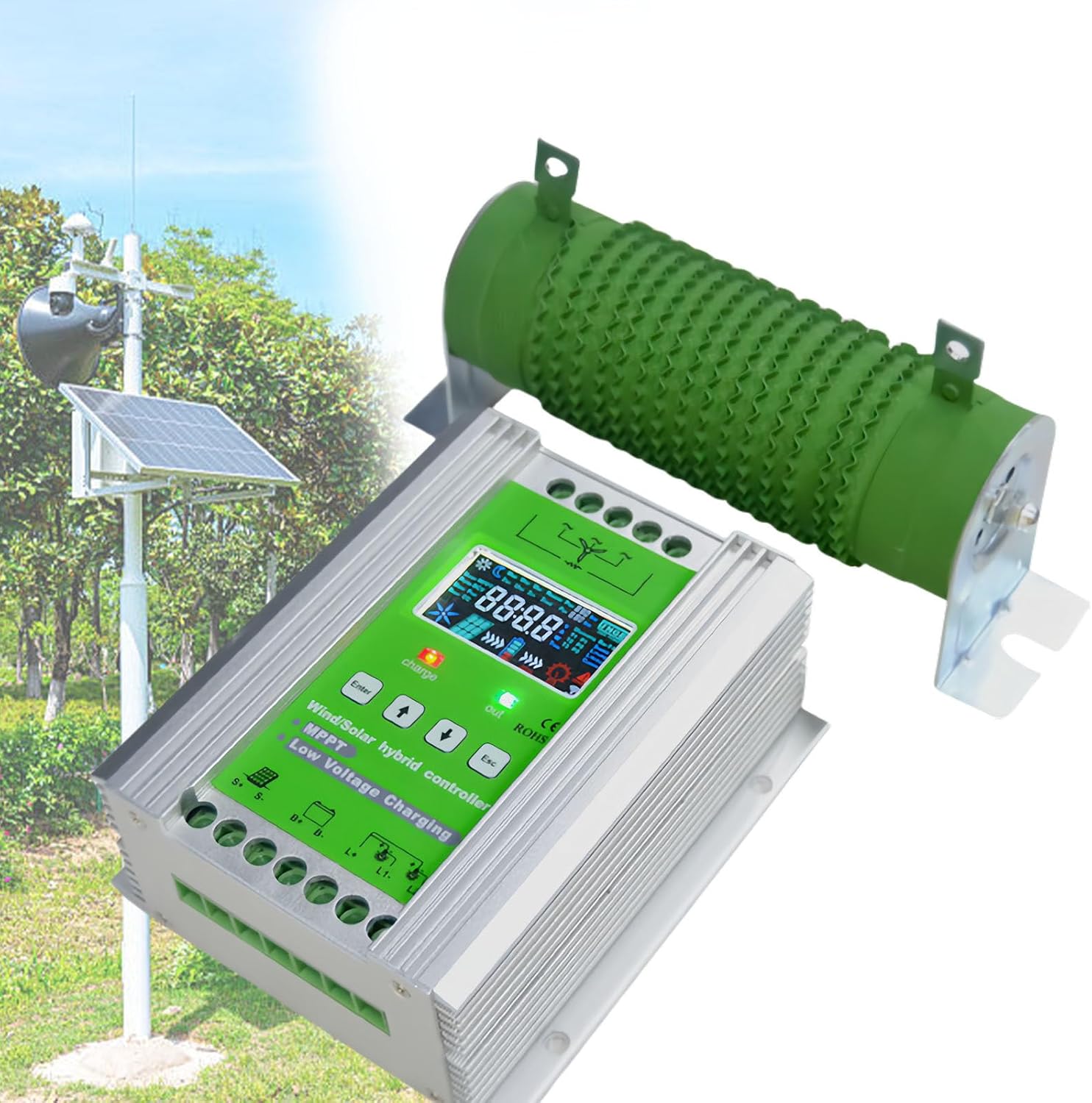 Solar Wind Hybrid System Mppt Charge Controller, 1000w Solar Controller, 1000w Wind Turbine, 12v 24v 48v Automatic Regulator Home Wind Generator,48V-400W