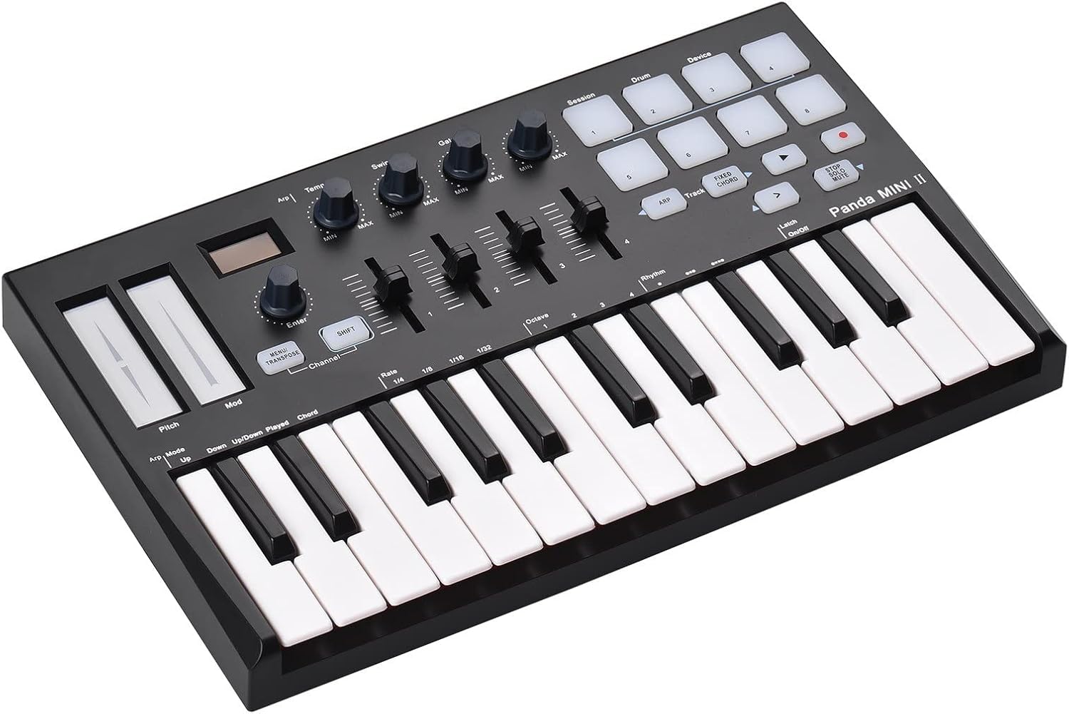 Keyboard Piano 25-Key USB MIDI Keyboard Controller with 8 RGB Backlit Trigger Pads 4 Assignable Control Knobs