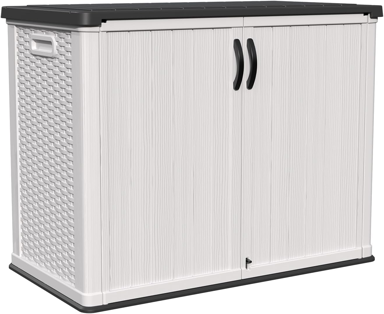 Patiowell 26 Cu.ft Plastic Outdoor Storage Cabinet, Lockable Waterproof Horizotal Storage Shed, Tool Box for Patio, Garden Tools, Garbage Cans, Pool Supplies, Easy Assembly, White(Not Include Shelves)