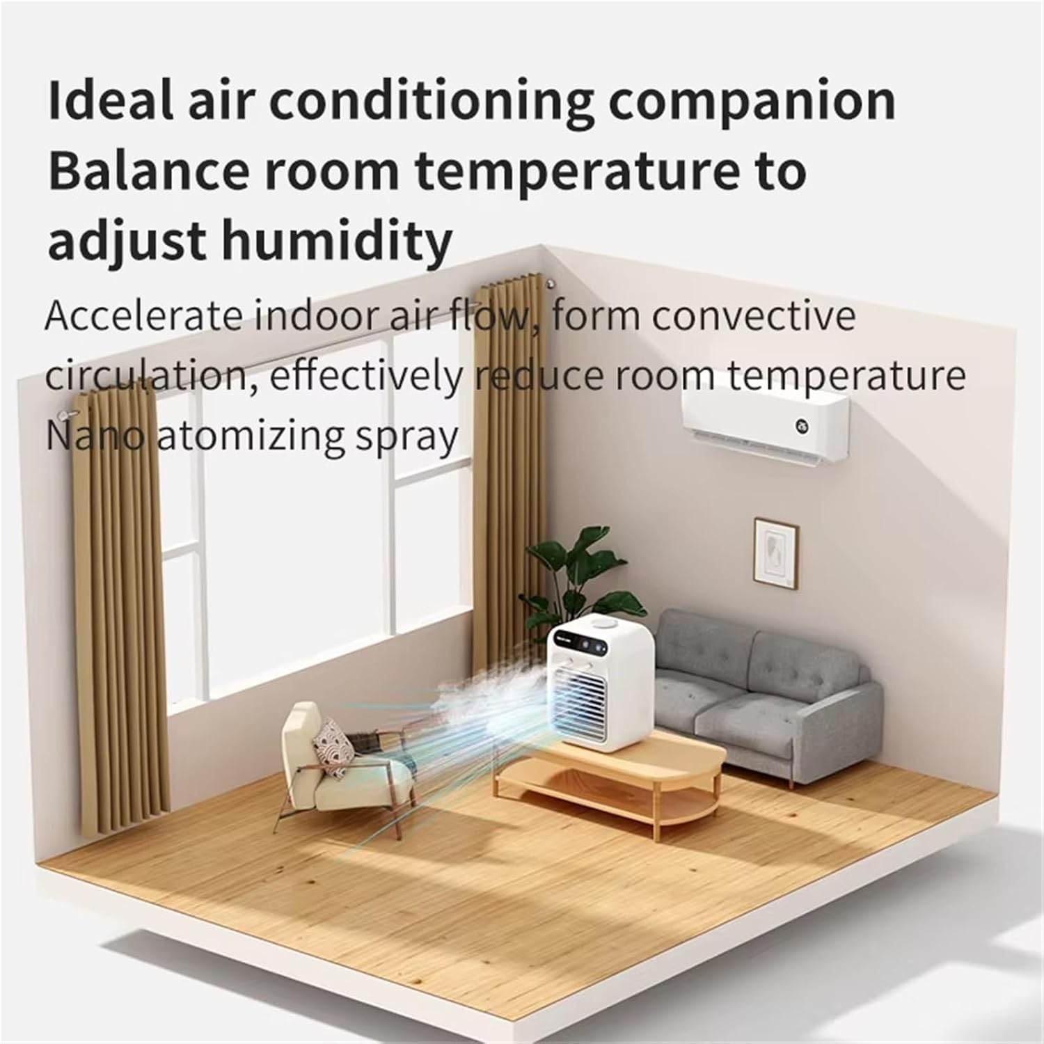 Portable Air Conditioner, Desktop Air Cooler Personal Portable Fan Air Cooler,Desktop Fan for Home Outdoors