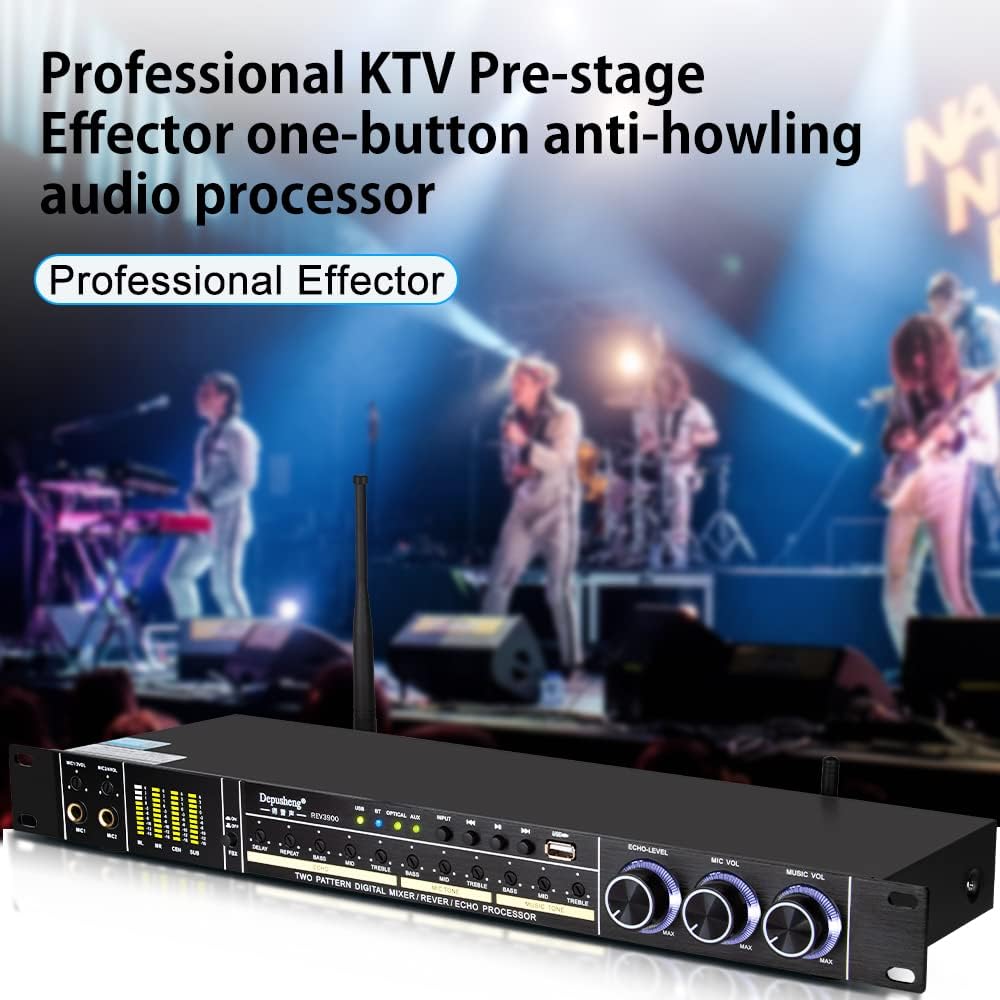 Depusheng REV3900 Pre Effector Professional KTV Household Karaoke Multieffects Processors Anti Howling Audio Processor USB Bluetooth Device