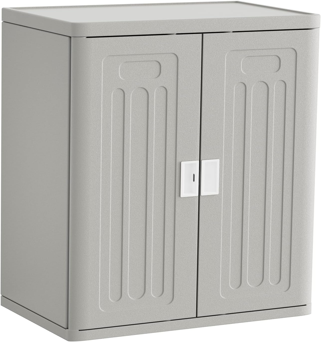 Amopatio Outdoor Storage Cabinet Waterproof with 1 Shelf, Patio Storage Shed All Weather Use for Lawn Care Accessories, 19.7