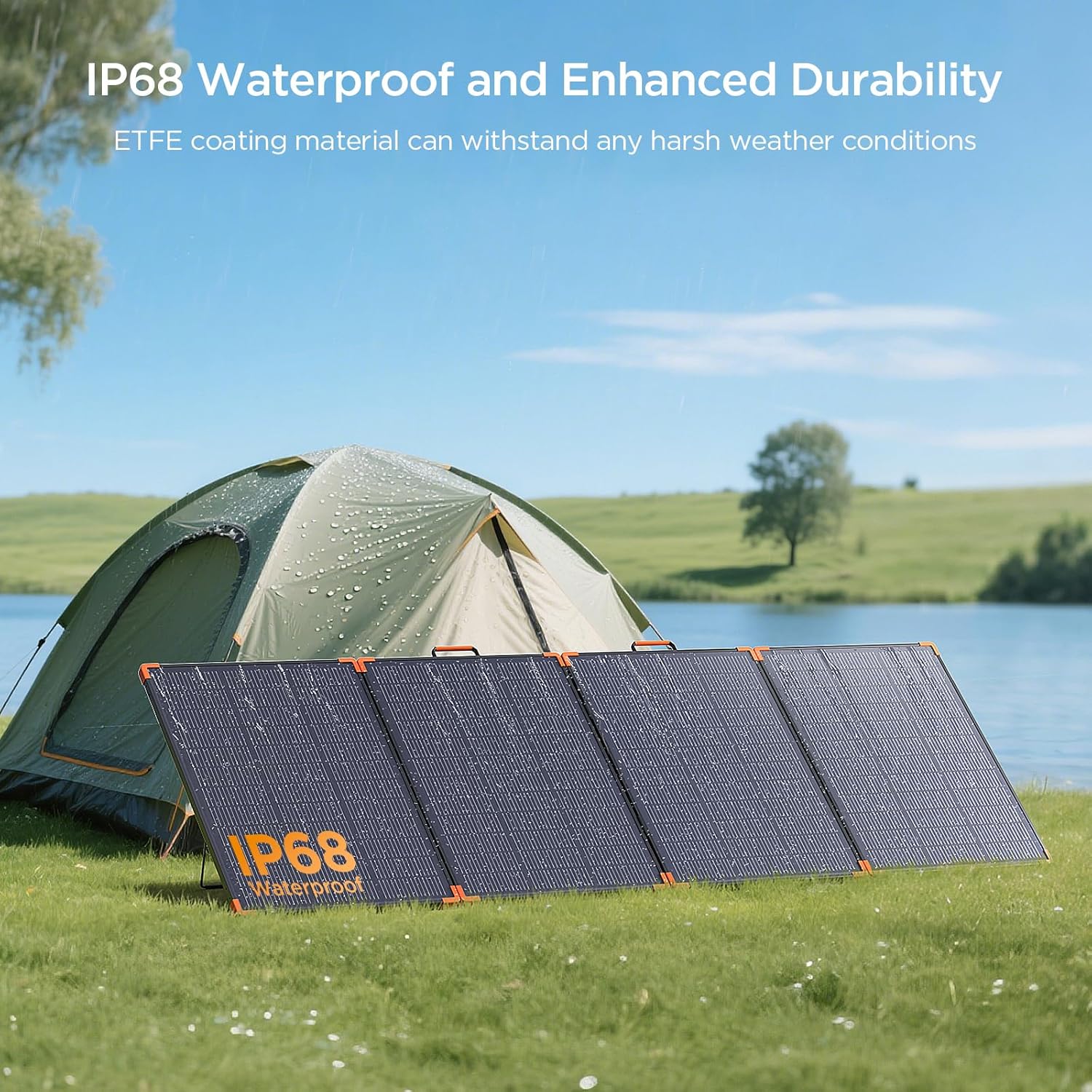 350W Portable Solar Panel, N-Type 16BB 43V Foldable Solar Charger for EcoFlow Delta/Jackery 1000/Anker C1000/Bluetti Elite 100, IP68 Waterproof Off-Grid Power for RV Camping & Home Backup