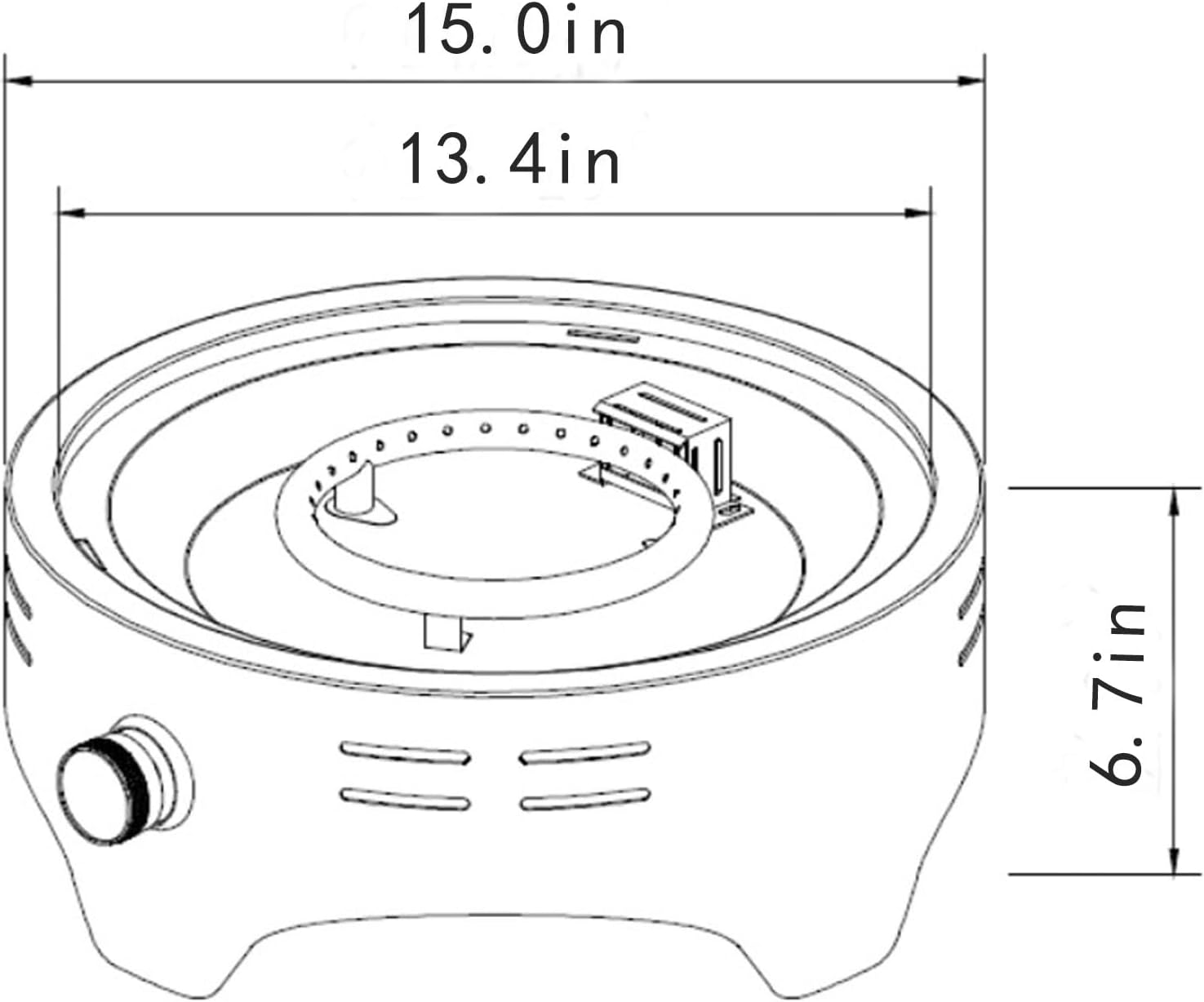 15 Inch Propane Tabletop Fire Pit, 40,000 BTU Round Portable Outdoor Fire Pit for Patio Garden Balcony, Compact Steel Fire Pits with Lava Rocks & Cover, Black Finish for Ambiance & Warmth, Only Table