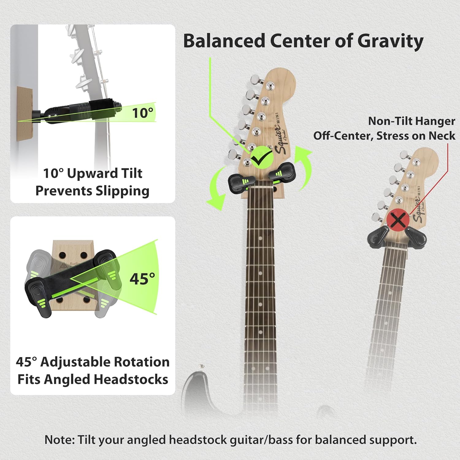 Guitar Wall Mount 1 Pack with Right Angle Guitar Cable 100 ft 1 Pack