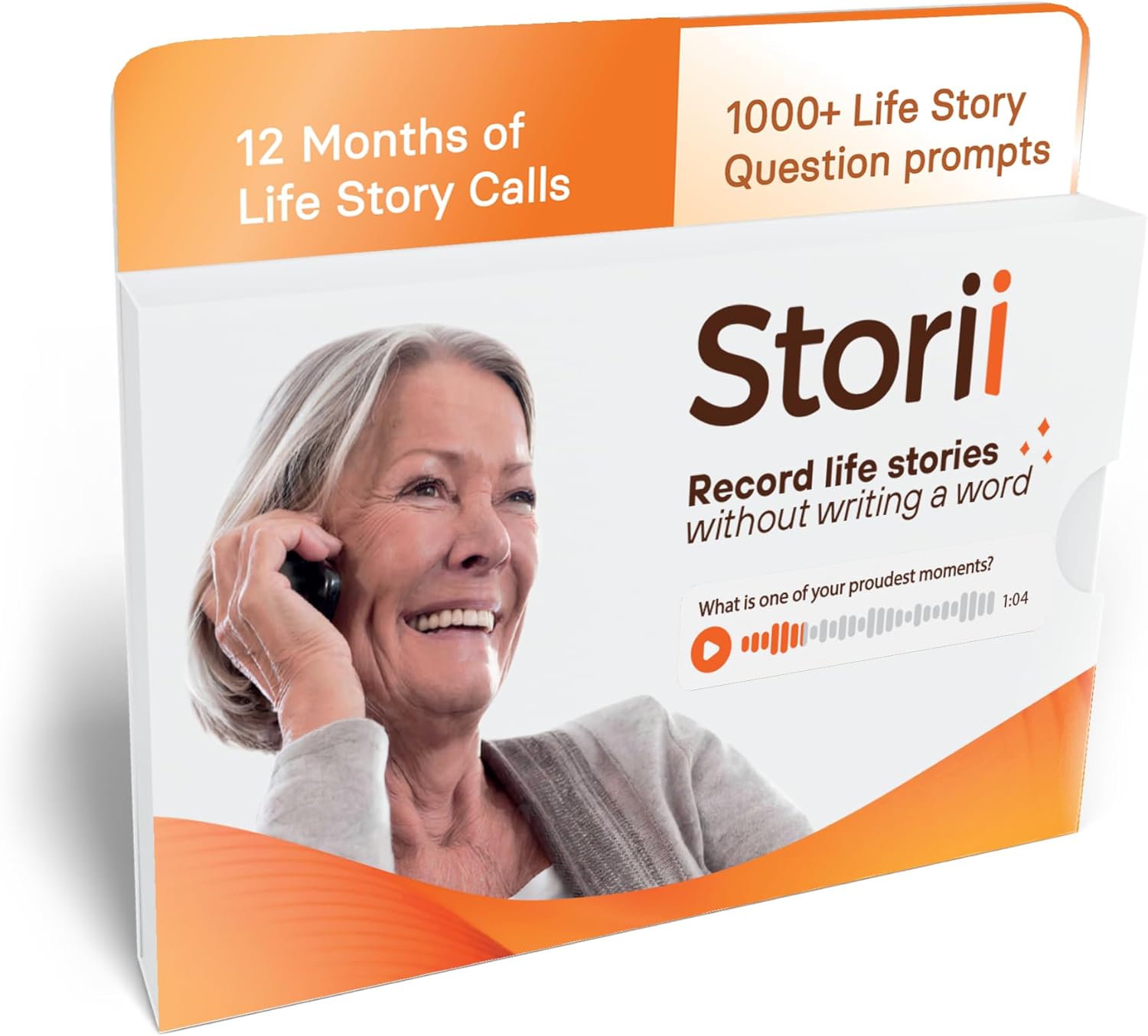 Storii - Record Your Memoir: Gift Box - 12 Months of Life Story Phone Service - Automatic Transcription - Guided Voice Journal and Memory Keepsake - Unique Mothers Day | Fathers Day