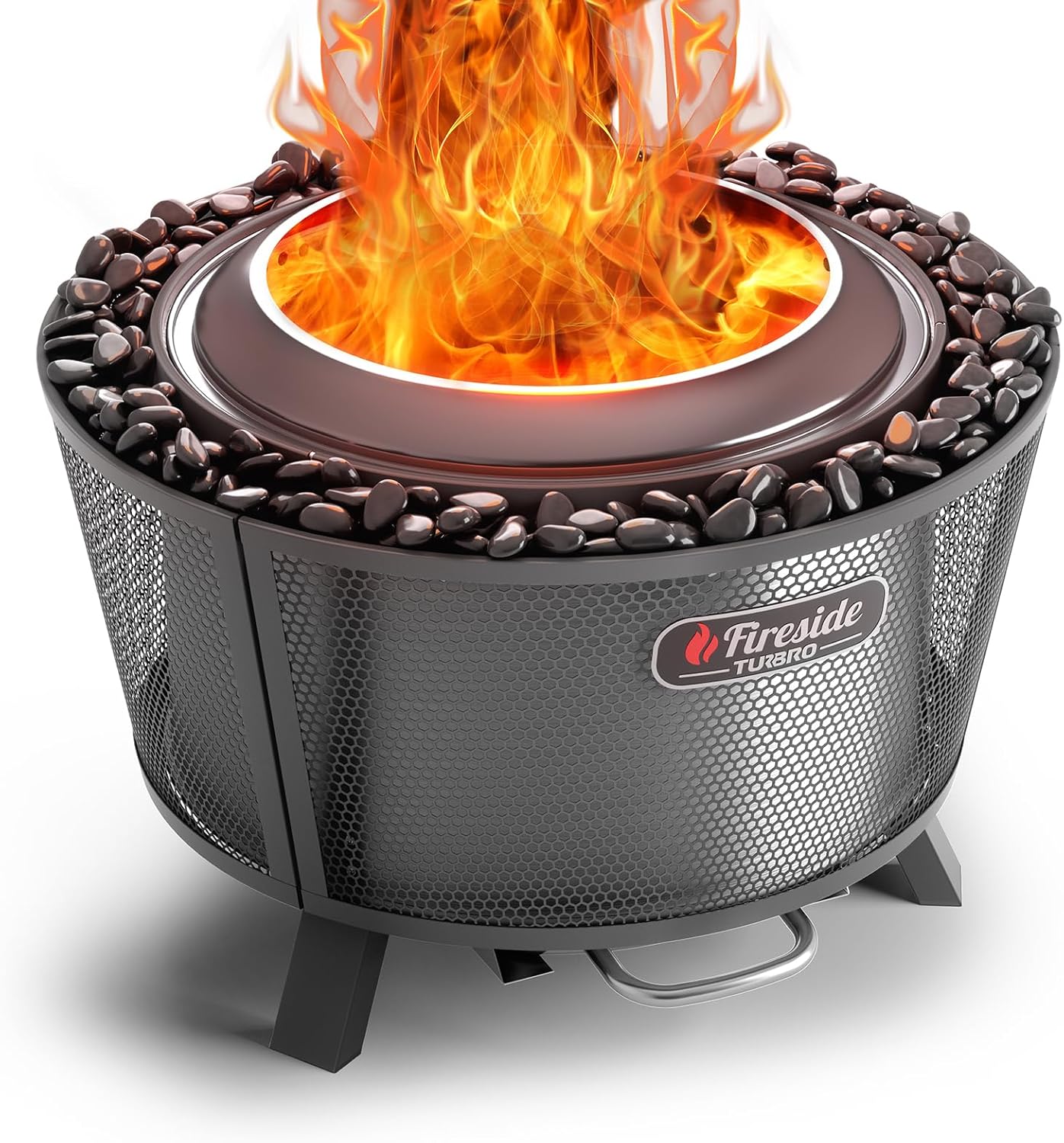 TURBRO 29 Inch Smokeless Fire Pit for Outdoor Wood Burning, Stainless Steel Camping Stove with Stand, Removable Ash Pan, Waterproof Storage Bag, Pluto R29, Black