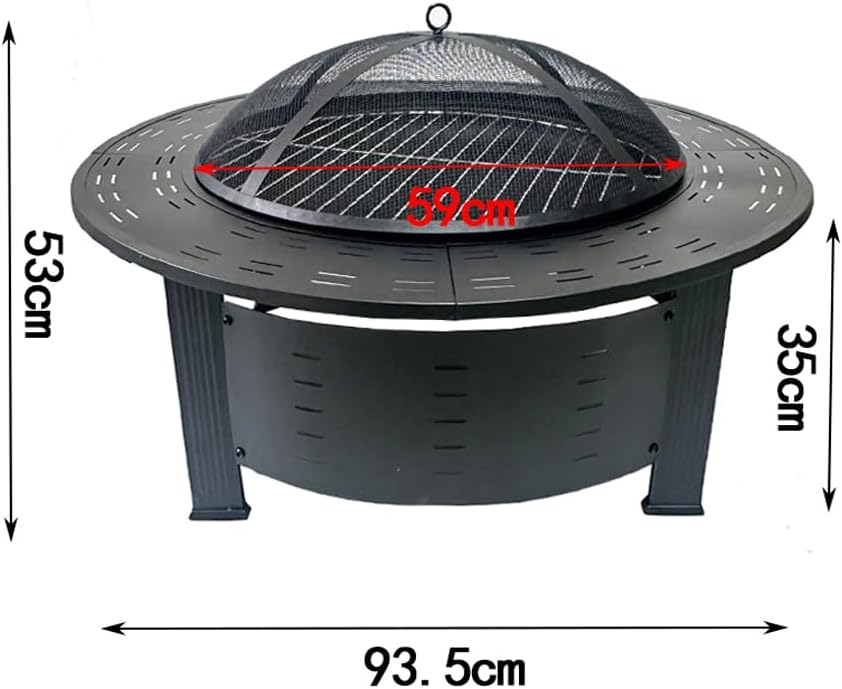 Round Barbecue Stove Table,36.81'' Round Charcoal Fire Pit Table, Steel Gas FirePit for Outdoor, Add Warmth & Ambience to Gatherings and Parties On Patio Deck Garden Backyard, Black.