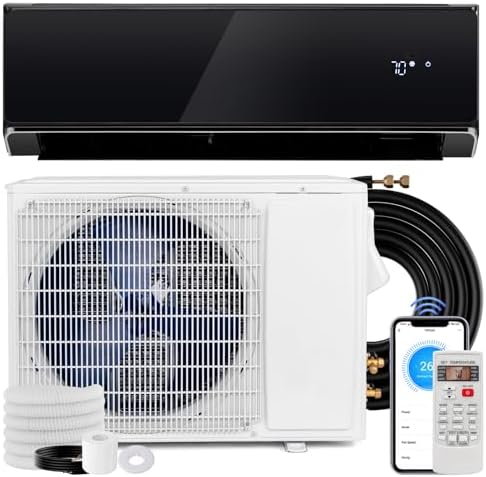 KOTEK 12000 BTU Mini Split AC/Heating System, 22 SEER2 Split Air Conditioner w/Heat Pump, Inverter Compressor & Installation Kit, WIFI Enabled, Cools Up to 750 Sq.Ft, Compatible with Alexa, 208-230V