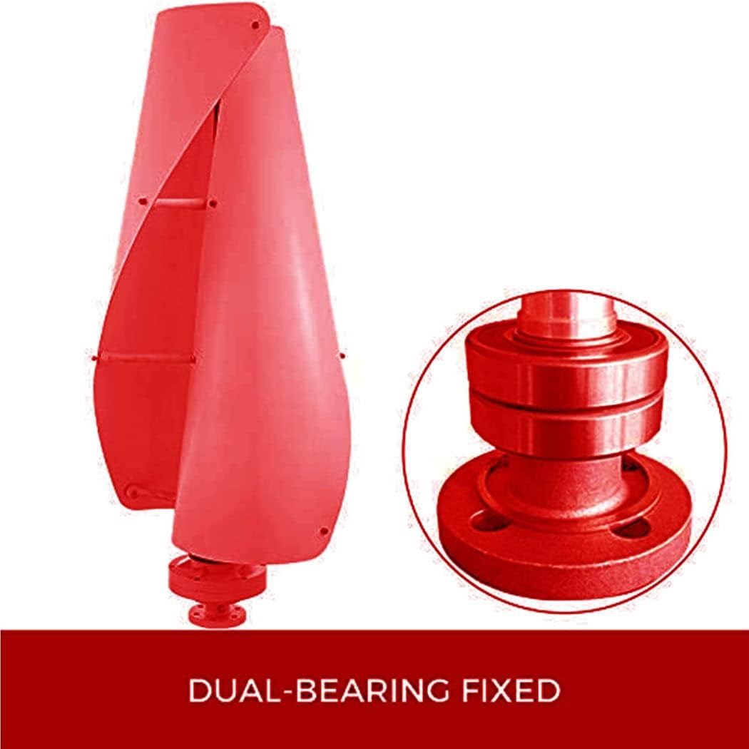 LiuSj JUnSt Low Noise Spiral Wind Turbine Generator, 8000W 220V 12V 24V 48V 2 Blade Small Wind Turbine Generator Kit with Controller for Home Camping (Red)