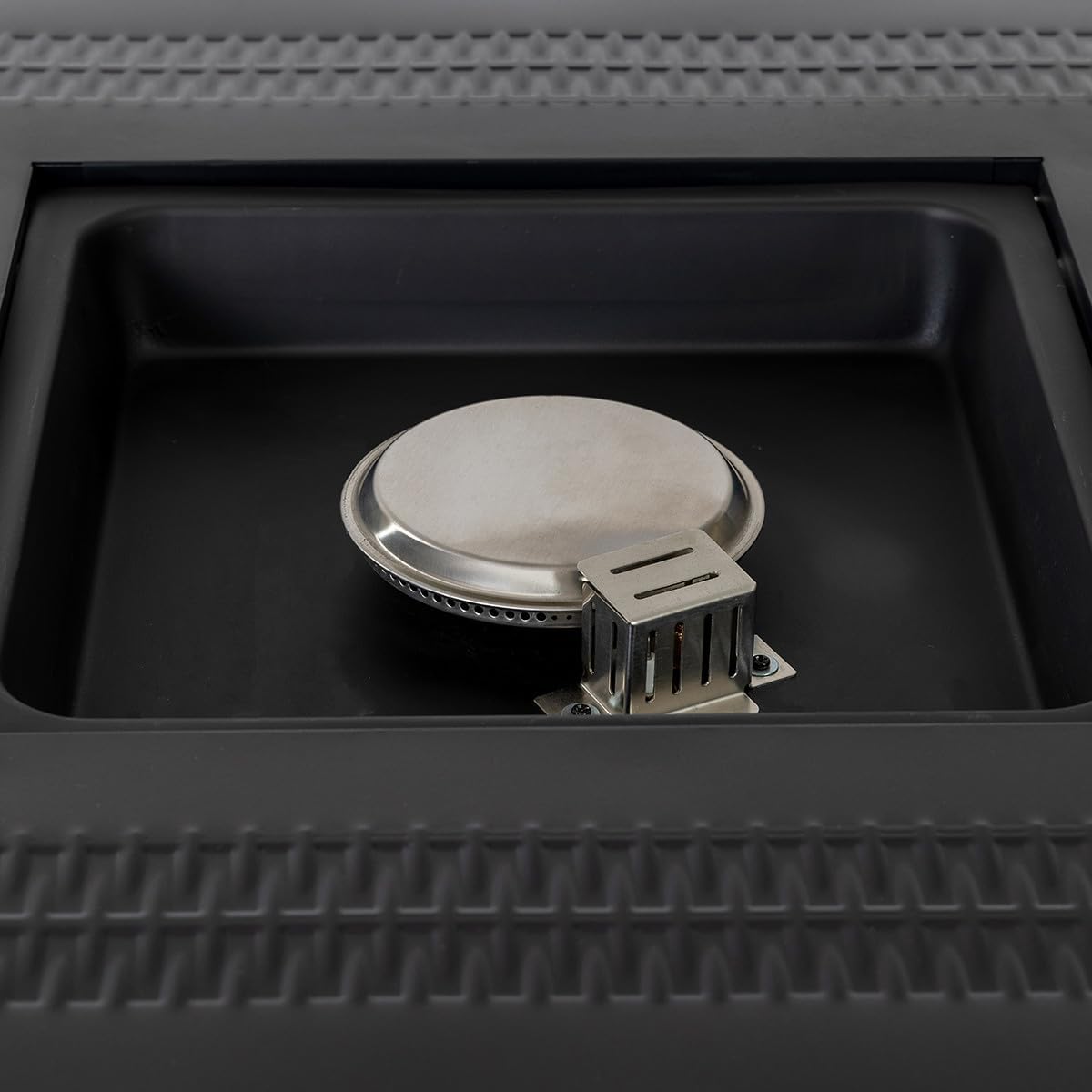 Outdoor Furniture Propane Fire Pit Table Square Tabletop Fire Pit with Wicker-Look Panels & Hidden Tank Storage Adjustable Flame Control Patio Deck Backyard