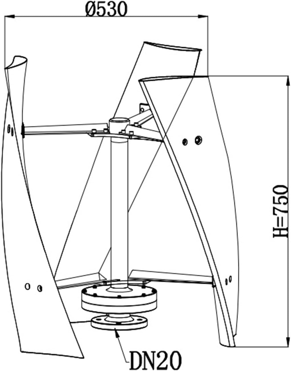 Wind Generator, Vertical Axis Miniature Wind, Permanent Magnet Levitation, Micro-Wind Start, for Home, Landscape, and Street Lighting, 500W 12V with Controller,Wind Turbines
