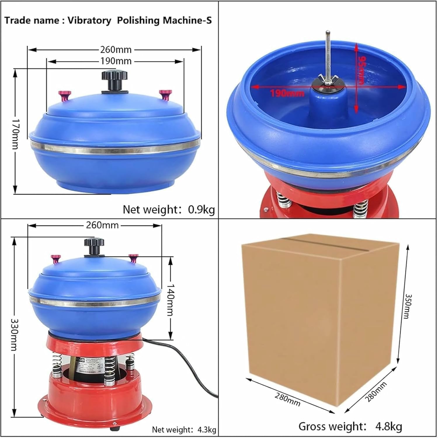 Vibrating Polishing Drum, Rock Polisher, Gemstone Polishing Machine for Metal Parts Jade and Auto Parts