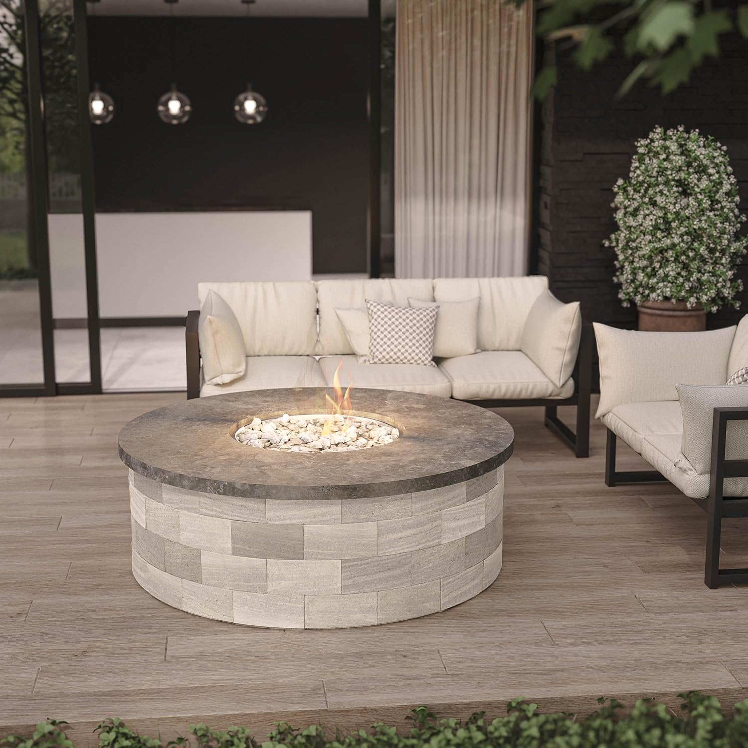 Ready-to-Finish 45-in Round x 18-in Concrete Fire Pit Kit for Outdoor Patio – Customizable Gas or Wood Burning Base – DIY & Contractor Friendly – Fits 25-in Burner or Breeo Zentro Insert