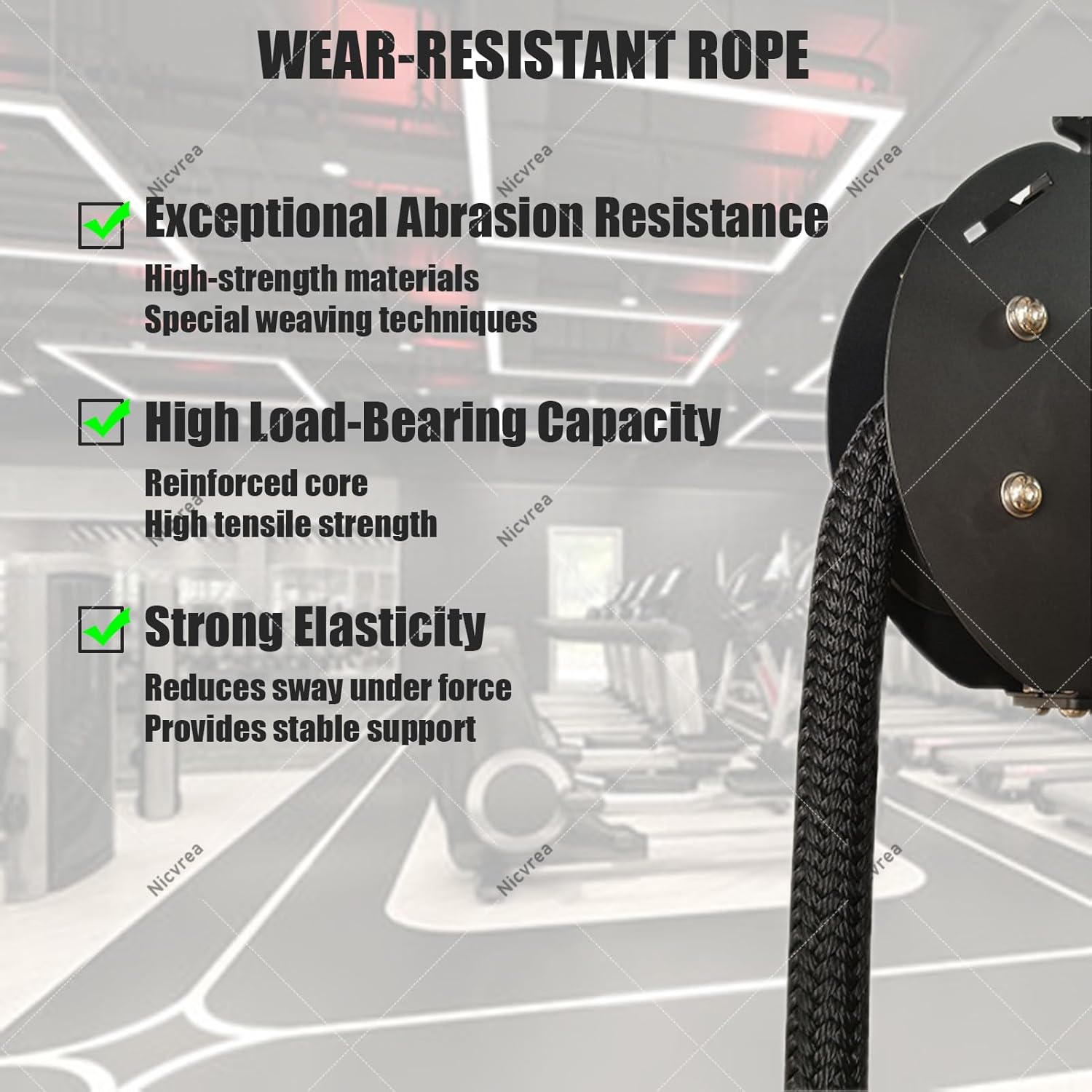Endless Rope Pulley System, Steel Drum Mounts on Upright, Closed-Loop Nylon Rope, Home Gym Infinity Rope for Interval Resistance Training