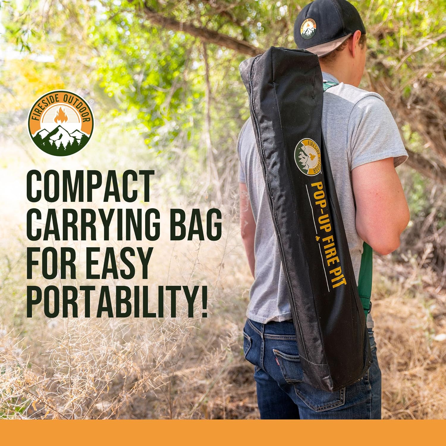 Fireside Outdoor Portable Fire Pit for Camping Fire Pit 24 Inch - Collapsible Pop Up Firepits for Outside, Portable Campfire Pits, Small Firepit for Outside, Weighs 7 lbs, Heat Shield NOT Included