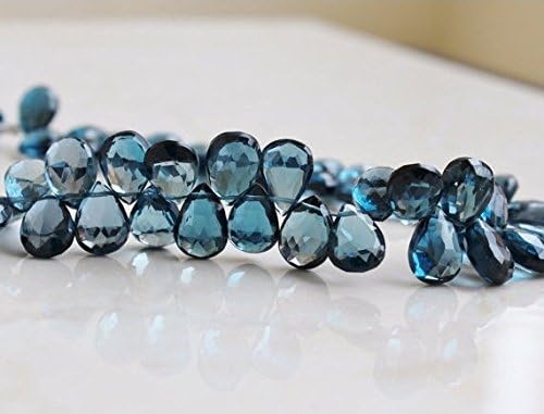 Outrageous London Blue Topaz Briolette Faceted Pear TearDrop 10.5 to 11mm 5 beads