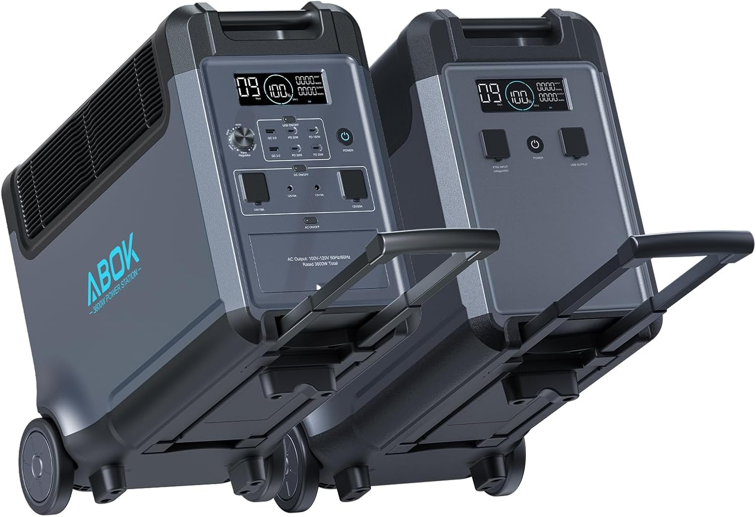 Portable Power Station with Extra Battery, 3840Wh LiFePO4 Battery, 3600W Electric Solar Generator for Garage, Home, Off-Grid Living, Camping, RVs, Outdoor Adventures