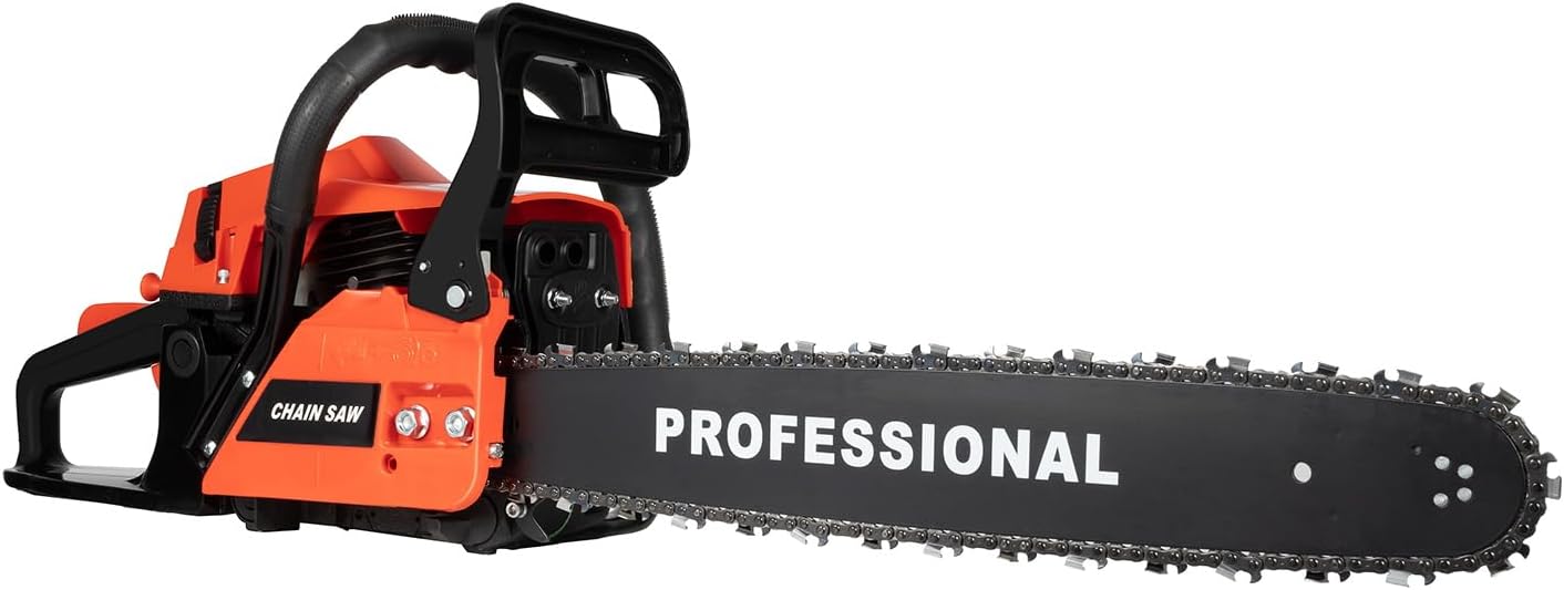 20'' Gas Chainsaws 58CC Bar Power Chain Saws 2 Stroke Handed Petrol Gasoline Chain Saw Gas Powered Chainsaw for Cutting Wood, Outdoor, Garden