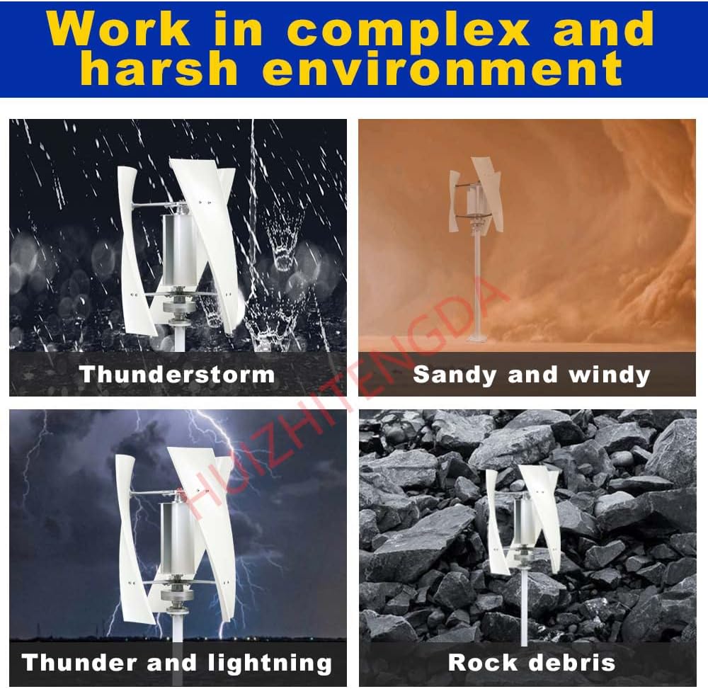 Wind Turbine,6000 12V 24V 48V No Noise Wind Turbine Generator Kit with Controller Wind Turbine Generator for Outdoor Courtyard Use and Wind Turbine Systems