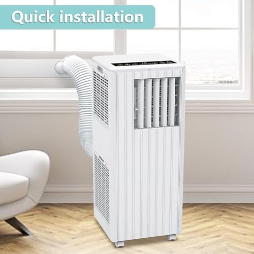 8000 BTU Portable Air Conditioner, 3-In-1 Cooling, Dehumidifier & Fan for 350 Sq. Ft Rooms, Standing Air Conditioner with Quiet Operation, 24H Timer, Sleep Mode, Remote & Window Kit, Reusable Filter