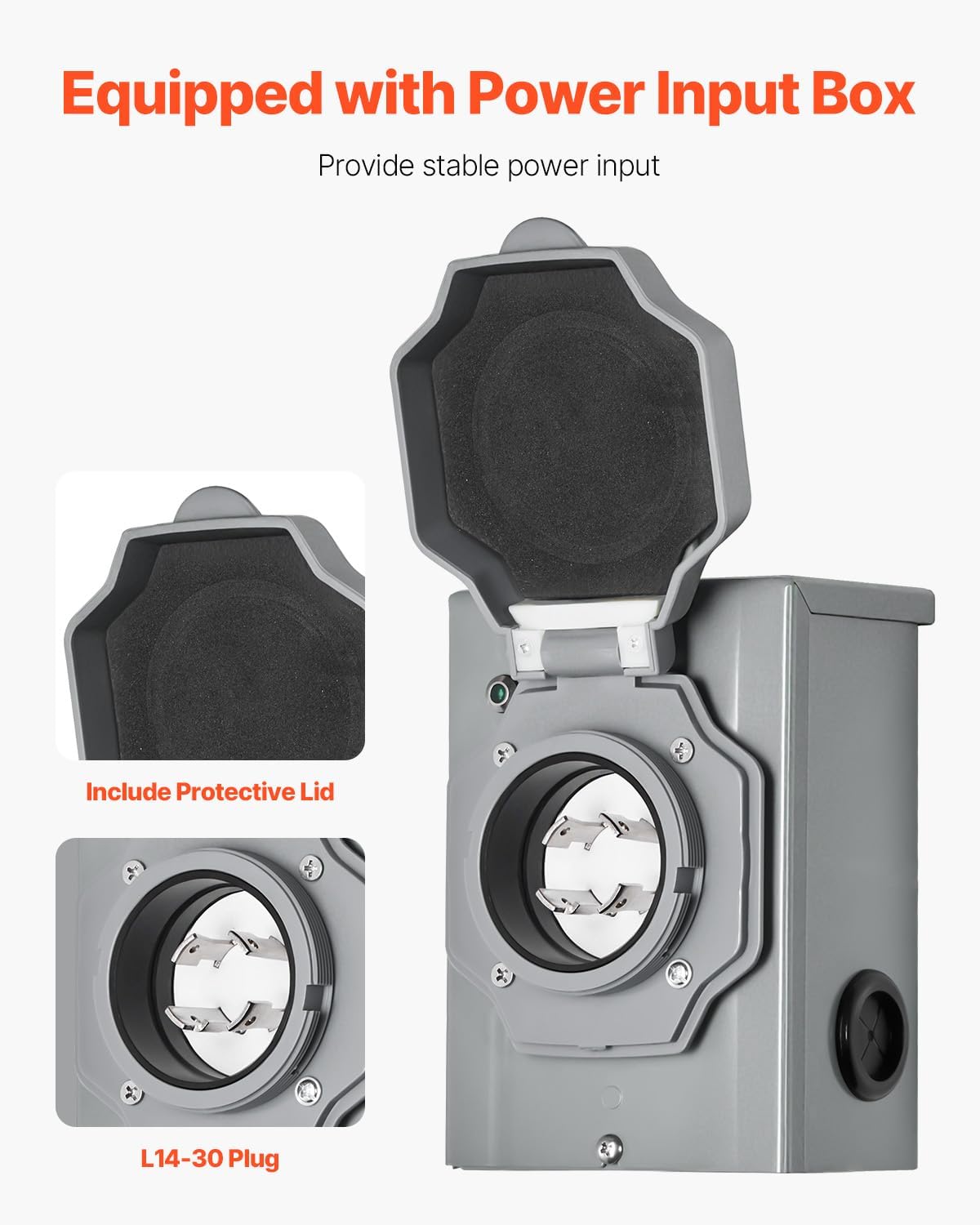 VEVOR Manual Transfer, 30-Amp 6-Circuit, Prewired Generator Transfer Kit with NEMA L14-30P Power Inlet Box, Double-Throw, NEMA 3R, Mechanical Watt Meter, for 7500W Generators