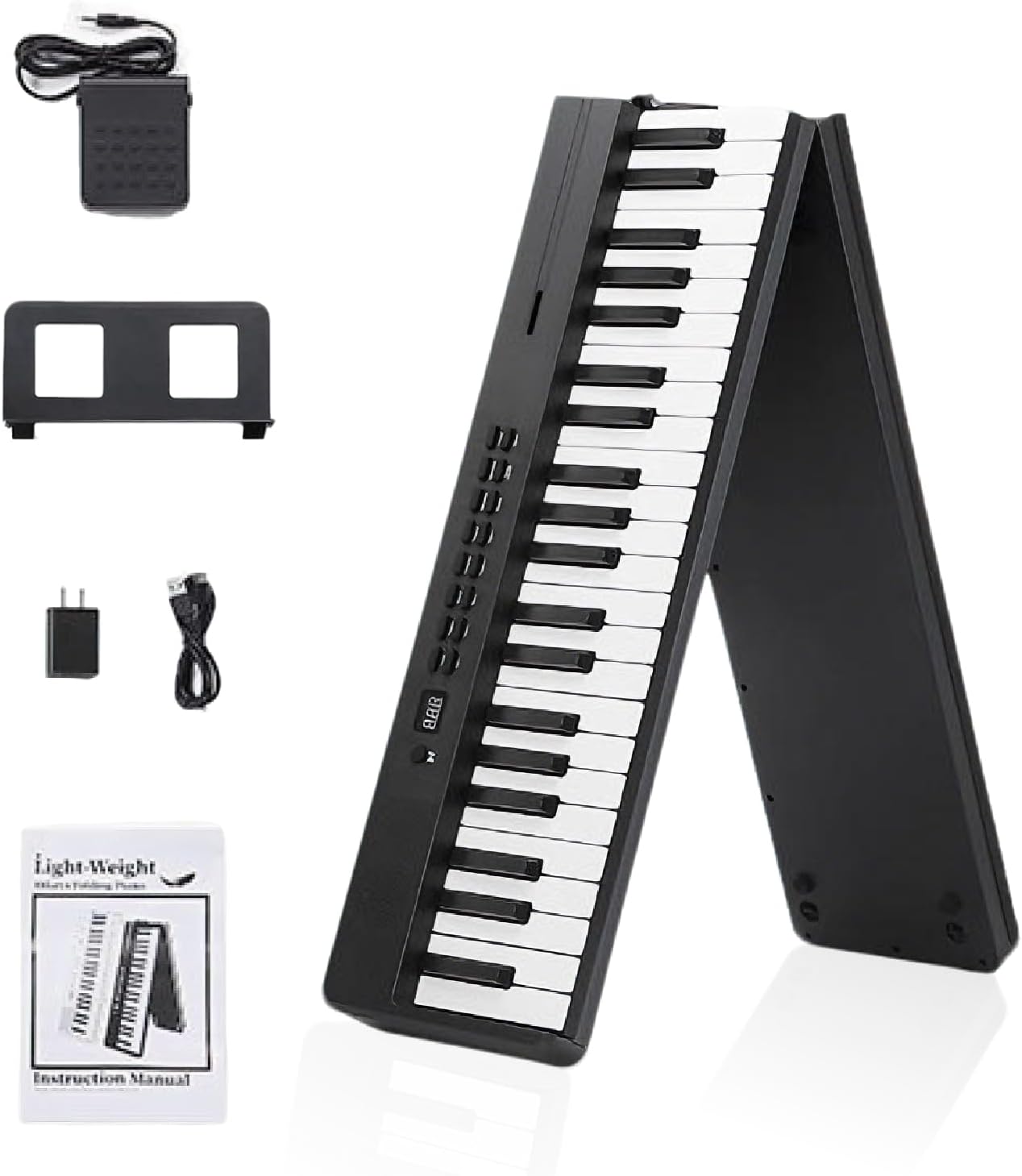 88-key foldable digital piano, full-size semi-weighted keys, portable electric piano, with MIDI speakers