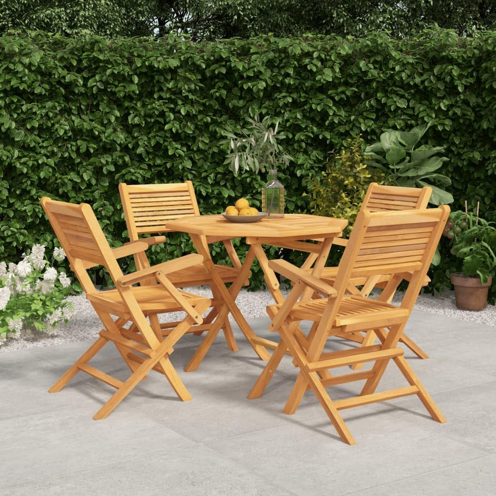 Furniture Sets 5 Piece Patio Dining Set Solid Wood Teak,Teak Wood Patio Dining Set with Comfortable Folding Chairs Garden Conversation Sets