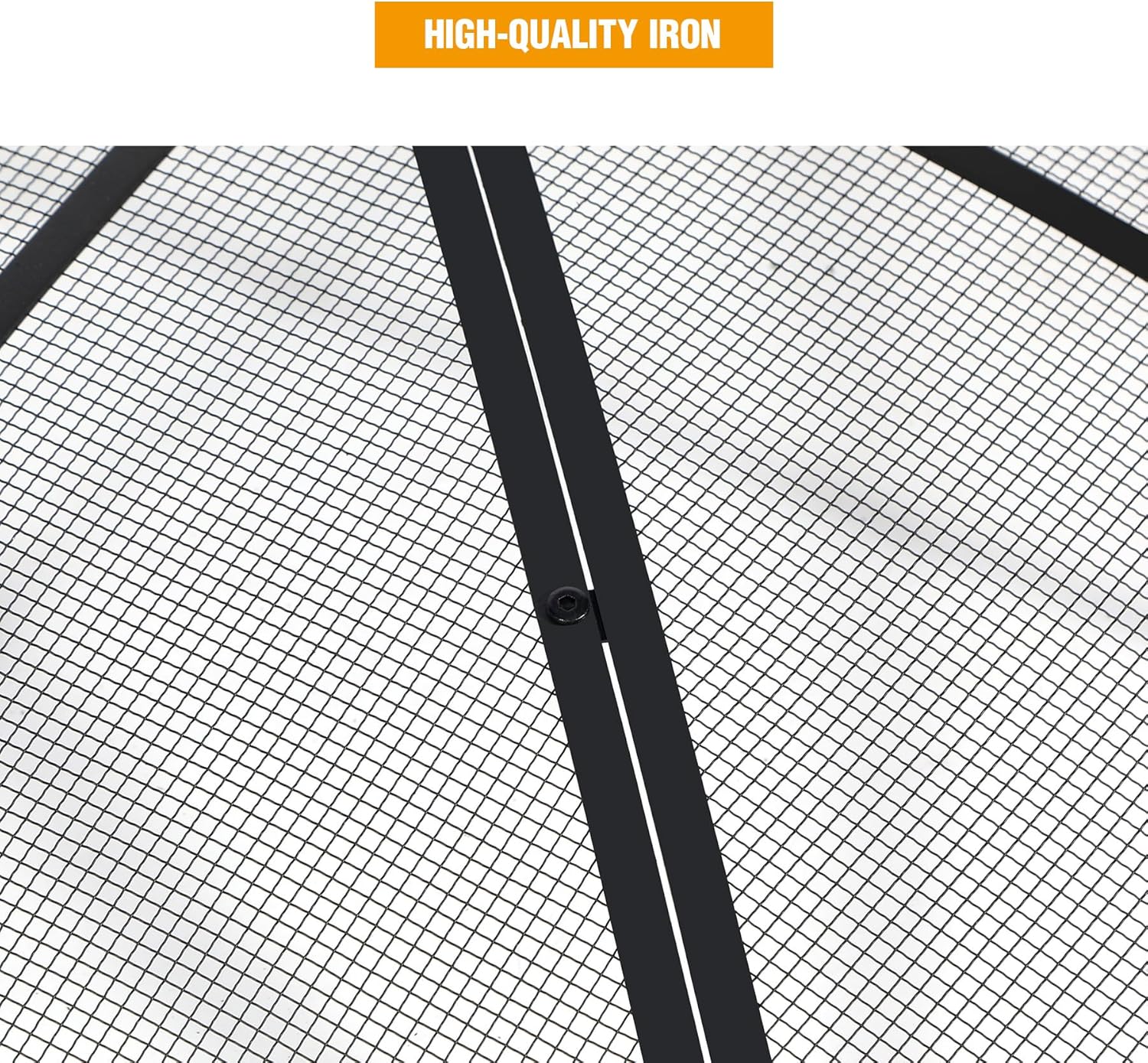 Lineslife Fire Pit Spark Screen 40 Inch Cover Round, Heavy Duty Collapsible Outdoor Fire Pit Mesh Screen, Metal Fire Pits Top Lid with Ring Handle for Patio Backyard, Black