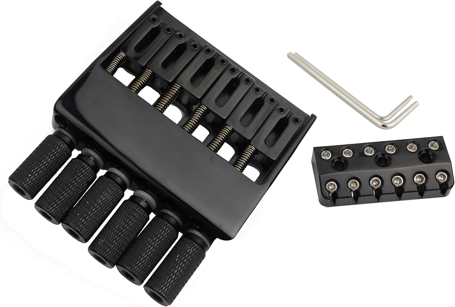 Guyker Headless Bridge Tailpiece and Bridge String Lock for 6 String Headless Guitar Accessories (WT001, Black)