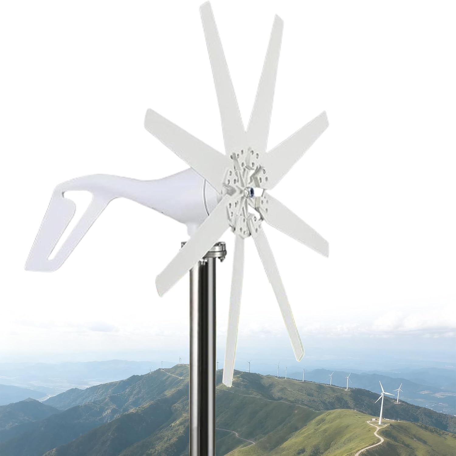 400W Wind Turbine 12V 24V 48V Wind Turbine with MPPT Controller 8 Blades High Efficiency Energy Home Wind Turbine 24V