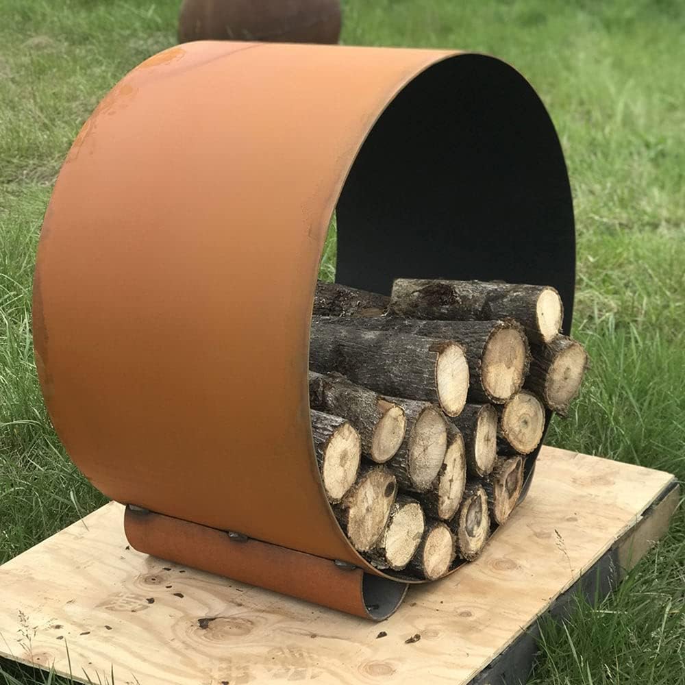 Fire Pit Art The Orbit Round Steel Log Rack (Orbit)