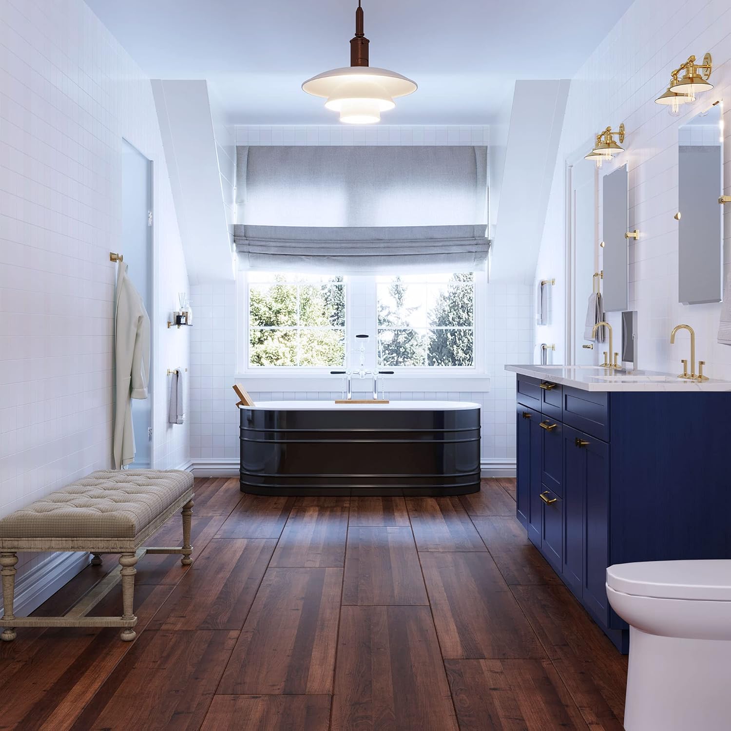 Gatco 4060A Elevate, Towel Bar, 30”, Brushed Brass/Wall Mounted 30 Inch Towel Holder for Bathroom